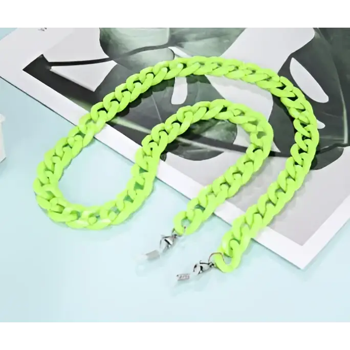 Porte-lunettes chaîne pour lunettes vert acide clair
