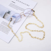 Goldrahmenbrille mit quadratischer Kette als Brillenkette Halter für Brillen