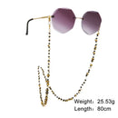 Rimless Sonnenbrille mit goldener Beaded Brillenkette, stylish und elegant