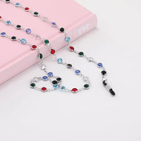 Bunte Perlenbrillenkette Silber Halter, modisches Accessoire für Brillen