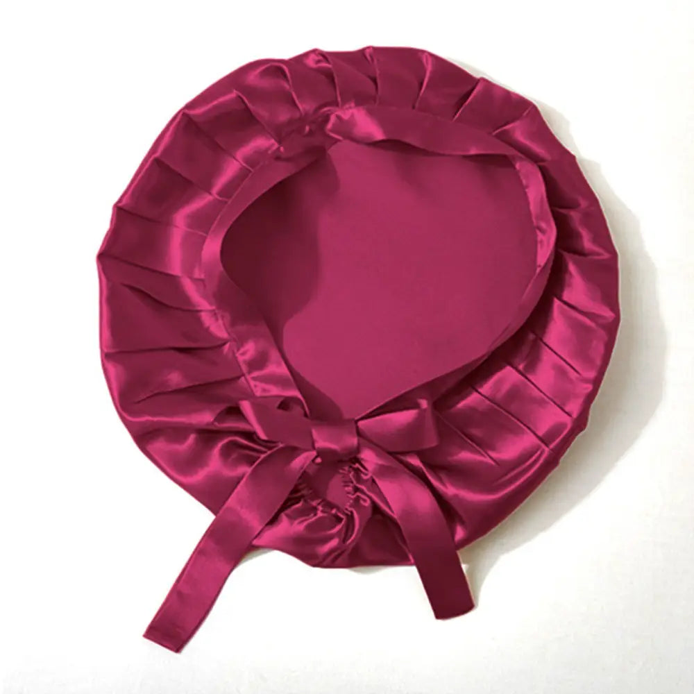 Burgund satin Haarbonnet mit Bändern, luxuriöser Schlaf- und Frizz-Schutz