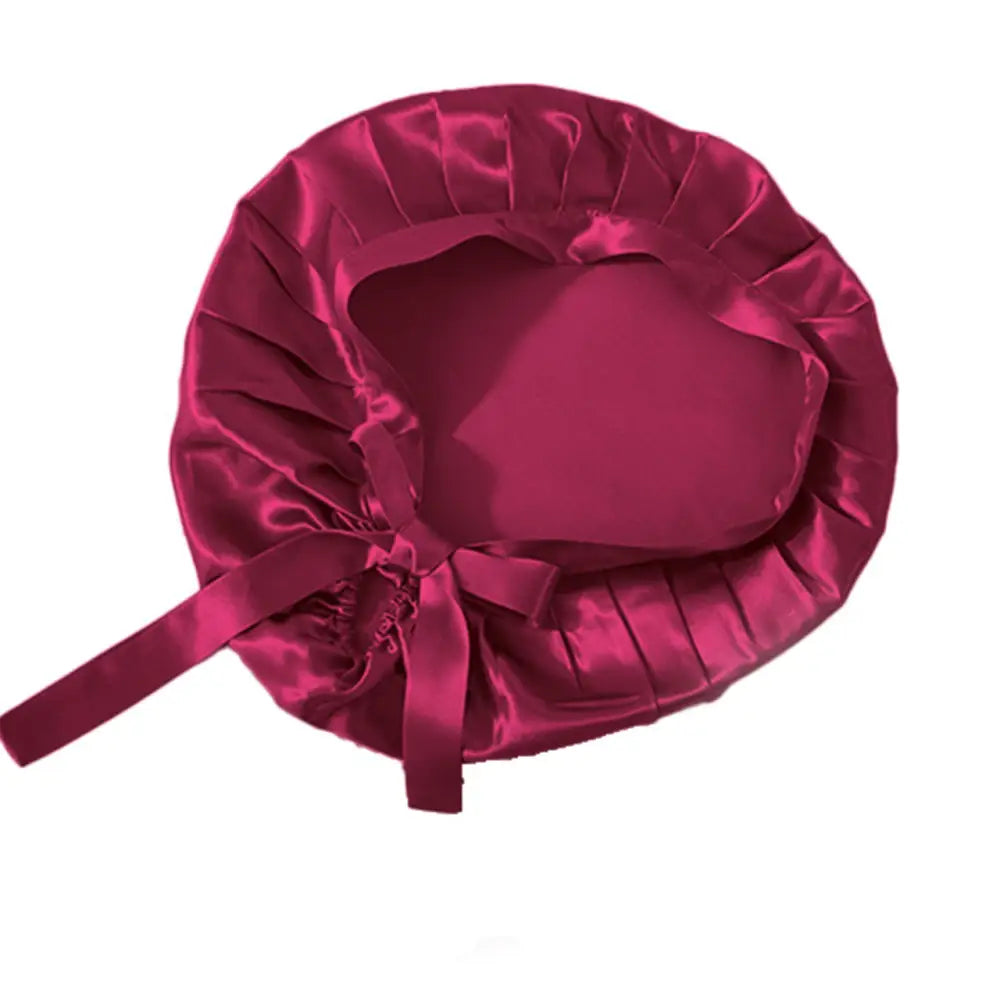 Burgund Satin Haarbonnet mit Bändern für Schutz und Stil