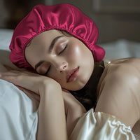 Burgund Seidenhaube mit Gummiband, eleganter Satin-Schlafhaube für Damen
