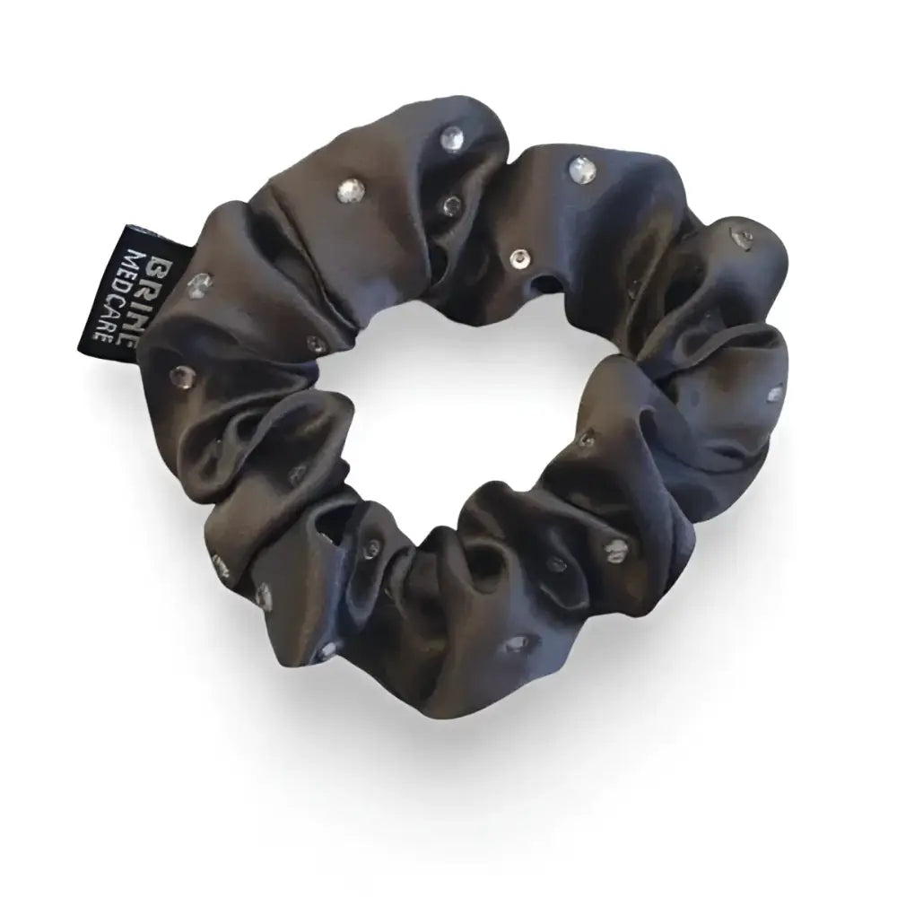 Dark grey silk headband with pearls