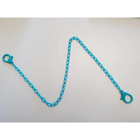 Türkis farbene Plastikankette mit Karabinern für Masken, Halskette für Masken blau