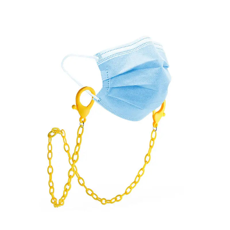 Blauer chirurgischer Mundschutz mit gelber Kette für Halskette für Masken gelb