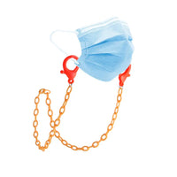 Blaue OP-Maske mit orangefarbener Kette, Halskette für Masken Orange