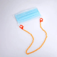 Blaue OP-Maske mit orangefarbener Kette, Halskette für Masken orange, modischer Schutz