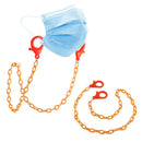 Blaue OP-Maske mit orangefarbener Kette, Halskette für Masken orange