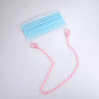 Blauer OP-Masken mit pinkem Chain an der Halskette für Masken rosa