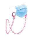 Blaue OP-Maske mit pinkem Kettenhalter, passend zur Halskette für Masken rosa