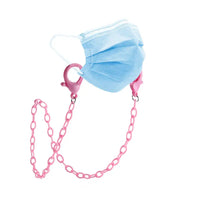 Blaue OP-Maske mit pinkem Kettenhalter, passend zur Halskette für Masken rosa