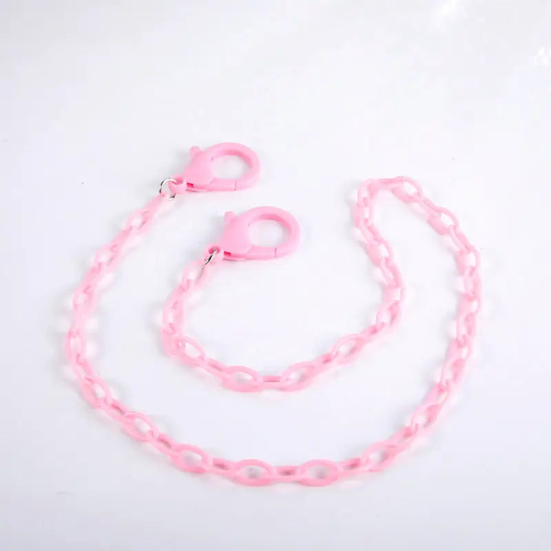 Rosa Plastik-Kette mit Karabinern für Masken, modische Halskette für Masksenschutz