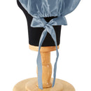 Hellblaue Seidenhaube mit Bändern und Bindegummi auf Satinstoff für Schlafkomfort