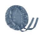 Hellblaue Seidenhaube mit Bändern, Satin-Haarbonnet mit Bändchen für schonendes Schlafen