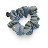 Hellblaues Seiden-Haarband mit Perlen und Rhinestones als elegante Haaraccessoire