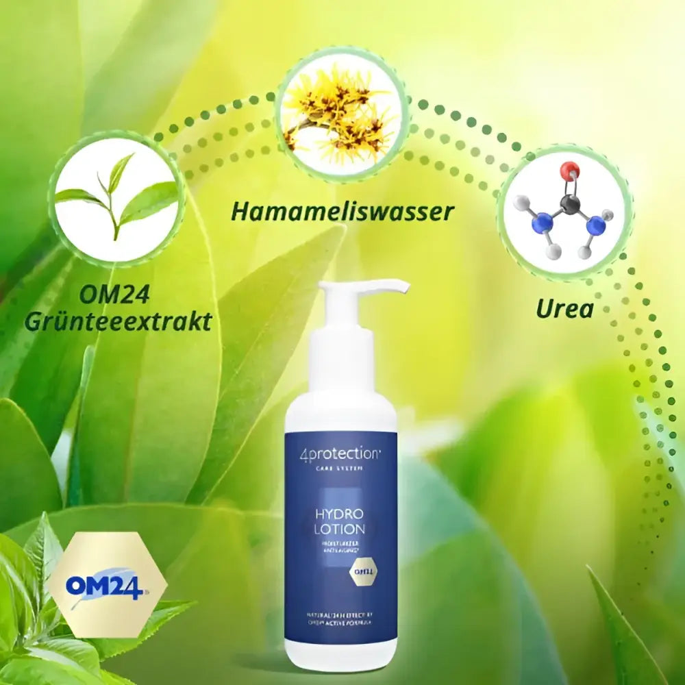 Weiße Lotionflasche mit Pump für Hydro Lotion auf Hautpflegeprodukt gezeigt