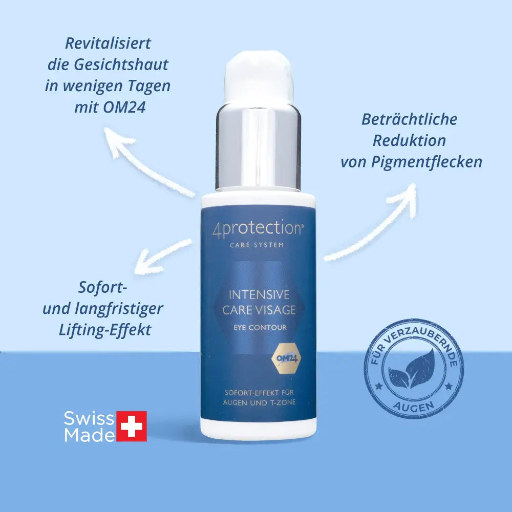 Blaue und silberne Augenpflege Serum auf der Verpackung von Intensive Care Visage
