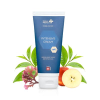 Blaue Tube Intensive Creme Produktname Intensive Cream auf der Verpackung