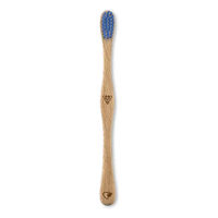 Kinder Zahnbürste soft Liebwerk mit Holzgriff und blauen Borsten für schonende Reinigung