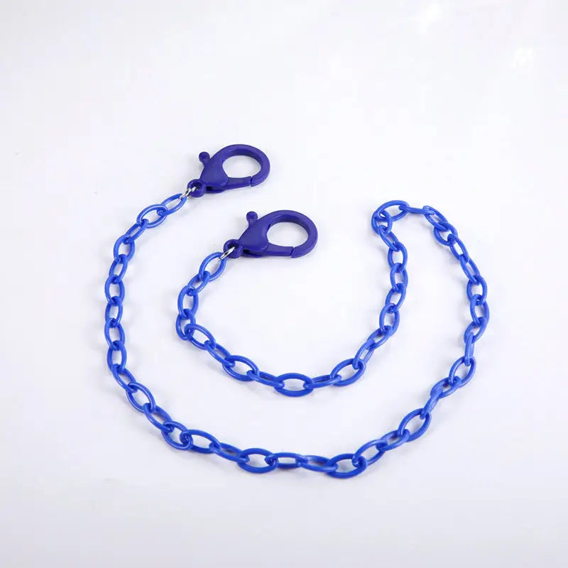 Blaue Plastik-Kette mit lila Verriegelungen für Maskenhalter dunkelblau