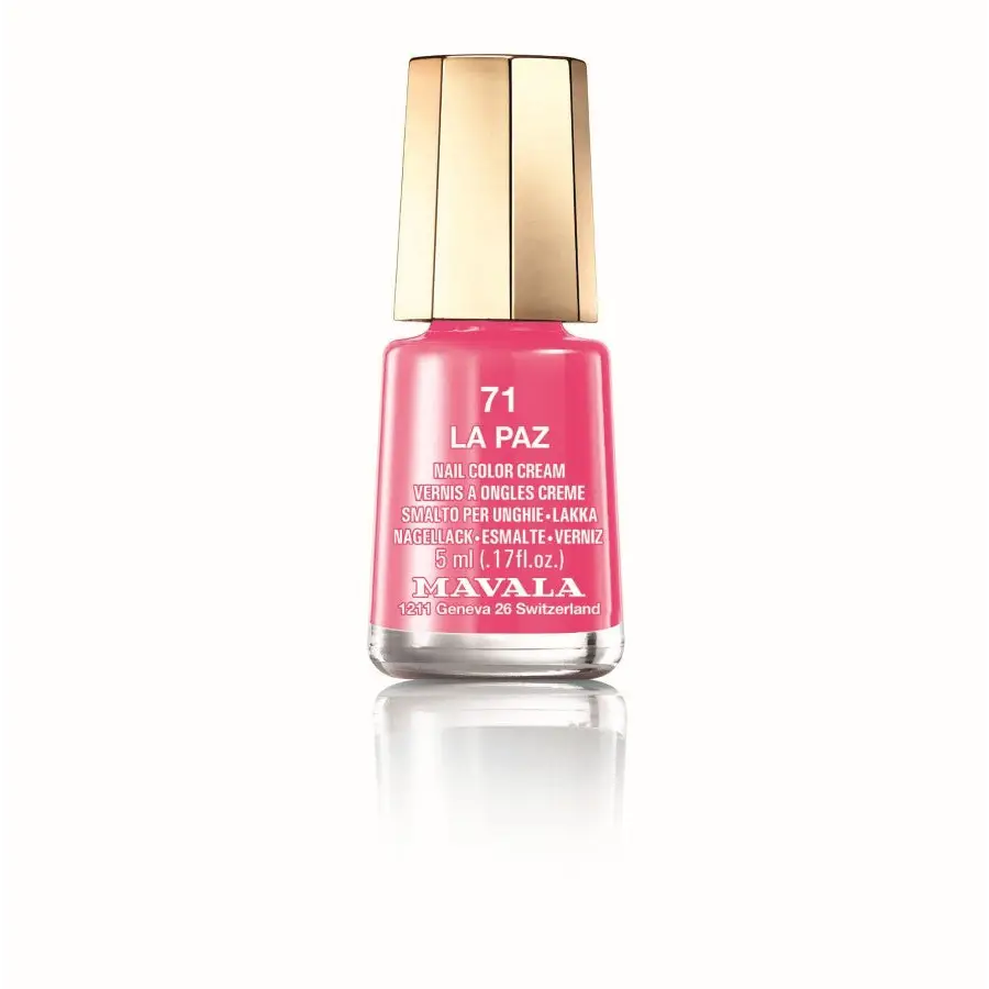 Mini Color Mavala Nagellack in pink with gold cap auf weißem Hintergrund
