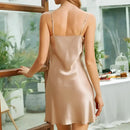 Satin-Nachthemd aus Seide in Beige, Damen, 100% reine Seide, Schweizer Lager