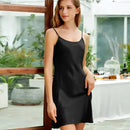 Schwarzes Satin-Negligee aus reiner Seide, Damennachtwäsche, Schweizer Lager