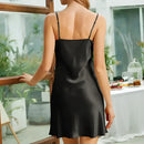 Schwarzes Satin-Nachthemd aus reiner Seide für Damen, elegante Kleidung aus der Schweiz