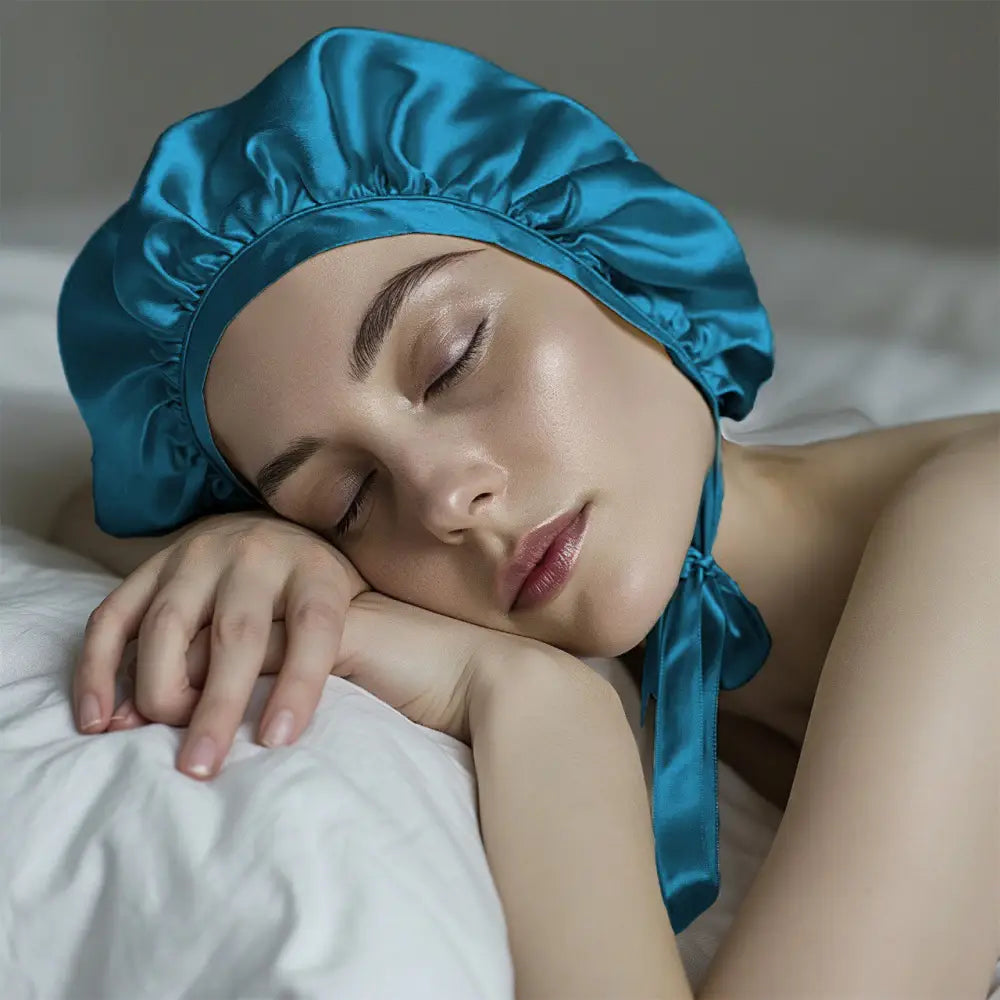 Capuche en soie de mûrier pure avec un ruban pour cheveux protégés