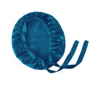 Pfauenblaue Seidenhaube aus Satin mit Bändern für Schlafkomfort
