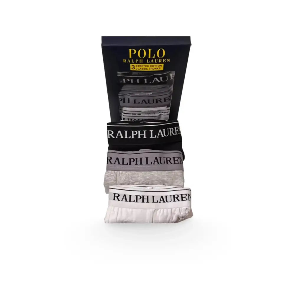Boxed Set Herrenunterwäsche Polo Ralph Lauren TRUNK 3 Pack in Schwarz Weiß Grau