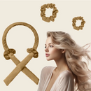 Haarglätterstab und Haarklammern für Locken im Premium Seiden Lockenset Gold