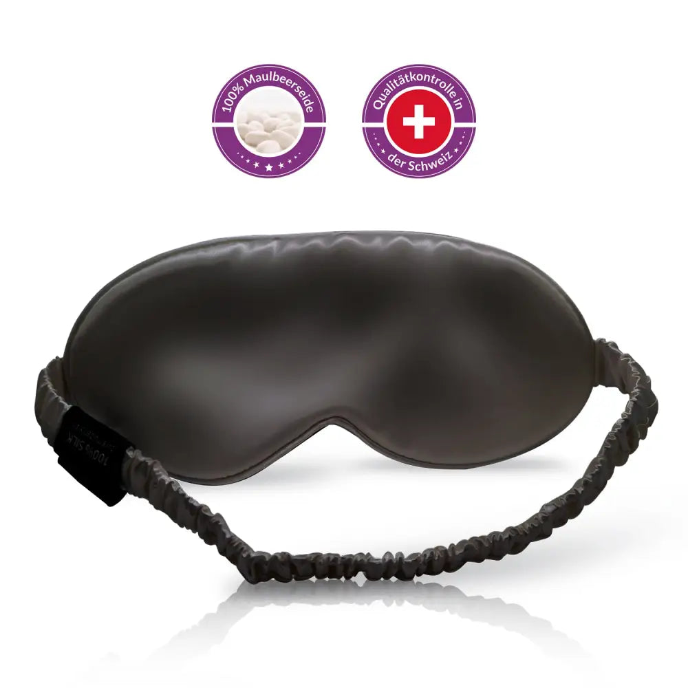 Schwarze Schlaf-Seidenmaske aus Seidensatin für besten Schlaf und Lichtblockierung