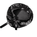 Schwarze Satin-Hauben mit Bändern und Zugband für sicheren Sitz
