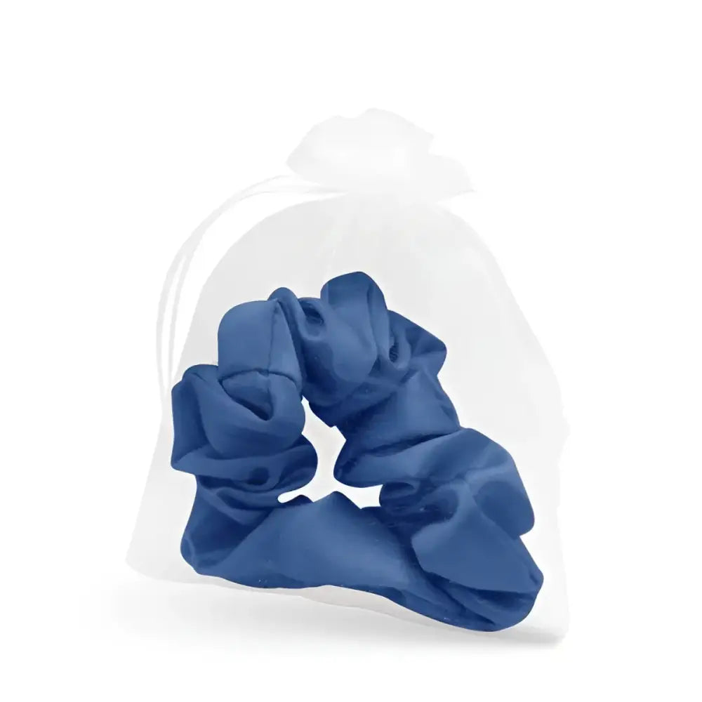 Seiden-Scrunchie Dunkelblau aus blauem Satin für Haare
