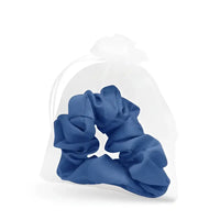 Seiden-Scrunchie Dunkelblau aus blauem Satin für Haare