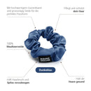 Dunkelblaue Seiden-Scrunchie für elegante Frisuren und langen Halt