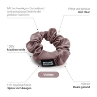 Violet Seiden-Scrunchie Lila aus seidener Stoffquelle für elegantes Haaraccessoire