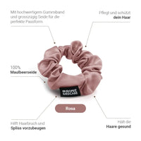 Seiden-Scrunchie Rosa aus pinkem Seidensatin für stylishes Haarstyling