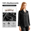 Schwarzes Seidenpyjama-Set aus Schweizer Reine Seide mit Langhosen und Hemd