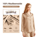 Seidenpyjama für Damen aus 100% reiner Schweizer Seide in Beige, zweiteilig