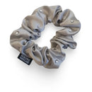Grauer Satin-Gummiband mit Rhinestones für elegante Frisuren als Silber Seiden-Haarband mit Perlen