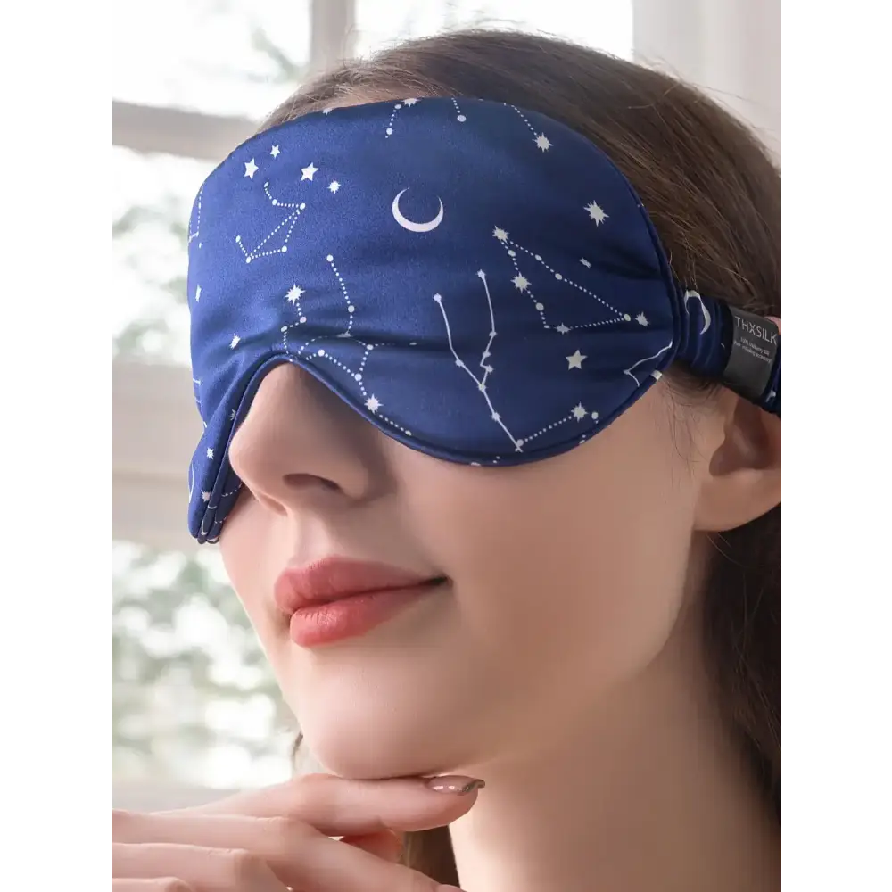Constellation-muster Schlafmaske aus Seide für ruhigen Schlaf, Starry Night Schlaf-Seidenmaske